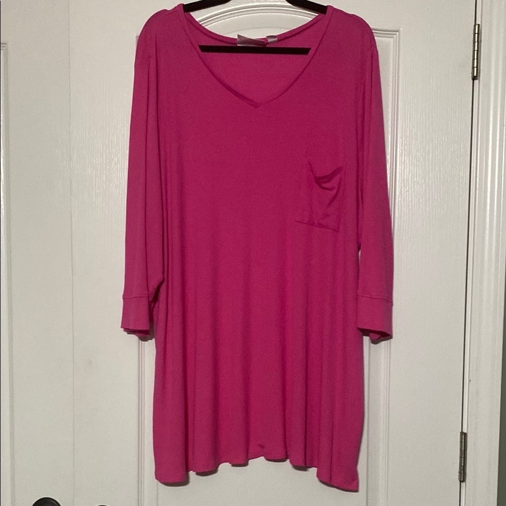 Belle by Kim Gravel Women's Pink V-Neck Top Women’s Size 4X